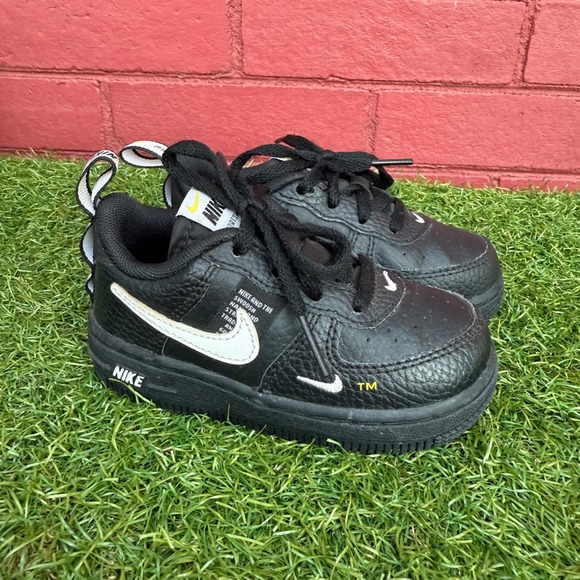 Nike Other - Nike Air Force 1 Low Utility Toddler Black Leather Sneakers Size 7c Walking